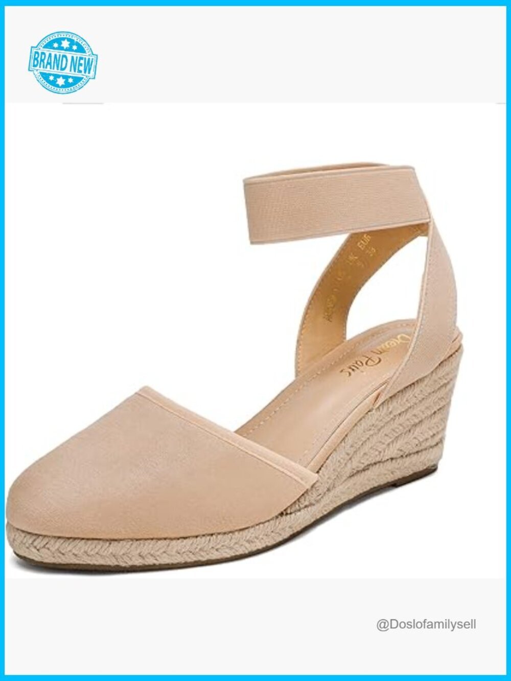 Elastic Ankle Strap Espadrilles Wedge Sandals Closed Toe Summer Shoes